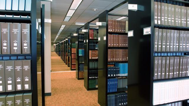 Photo of stacks in 2nd floor periodicals room