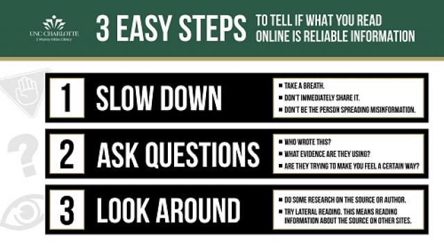 Slide with steps for determining if information is reliable