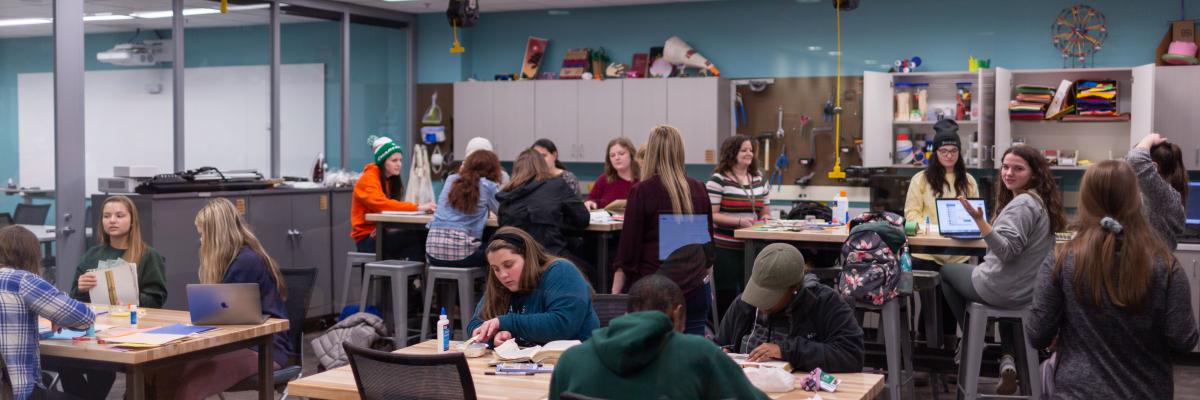 The Area 49 Makerspace full of people