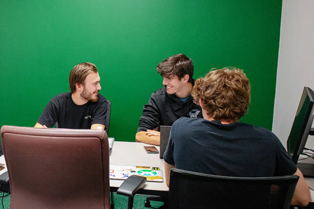 Study Room with new green painted wall
