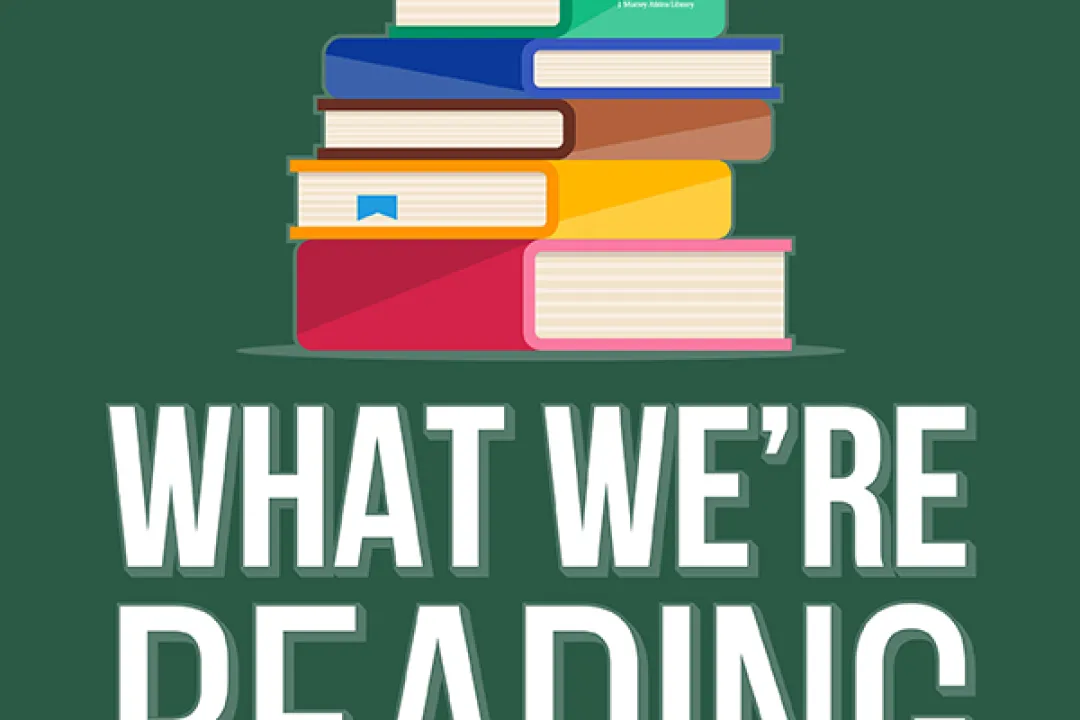 Image of books with UNCC logo and text saying What We're Reading